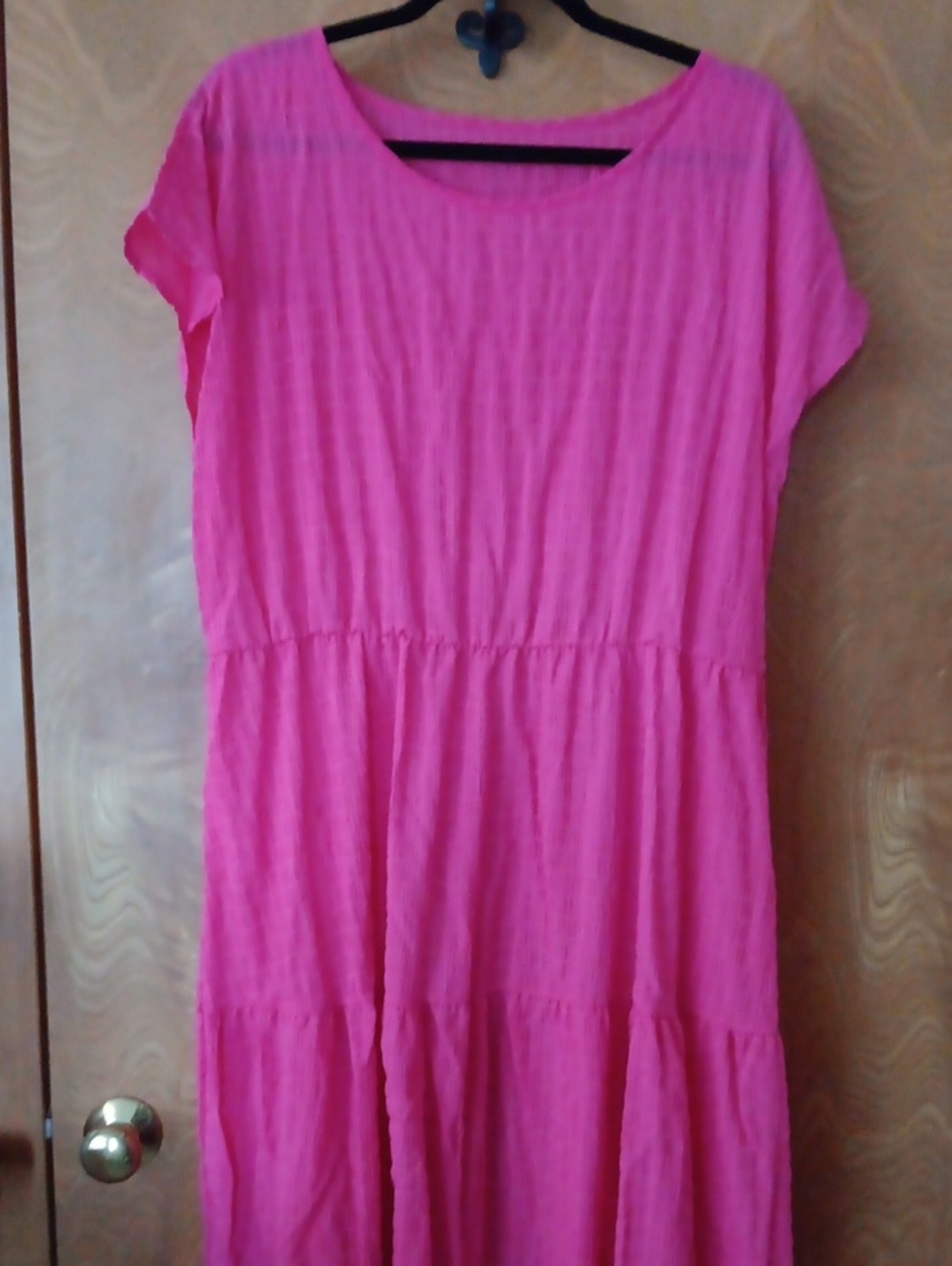 Woman's Plus Size 3X Bright Pink Tiered Dress